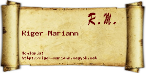 Riger Mariann névjegykártya
